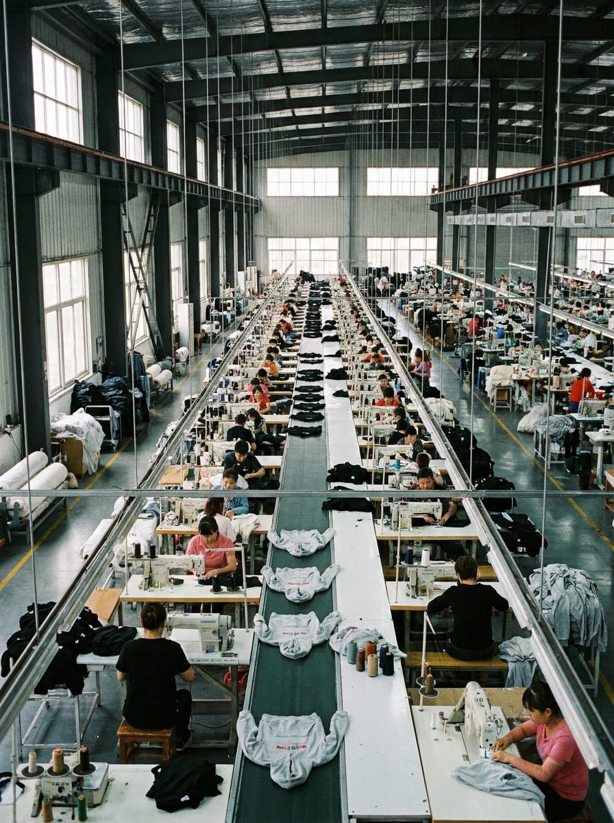 MAIJI garment production process — precision sewing and quality craftsmanship